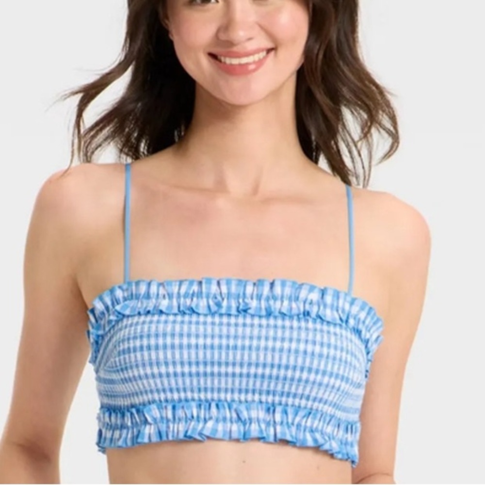 NWT Colsie blue gingham bra top size XL